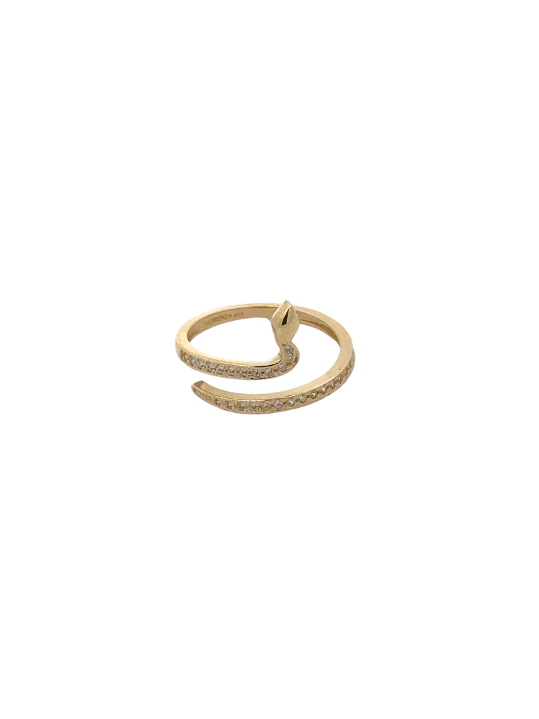 Anillo Serpiente Con Zirconias Oro 10K
