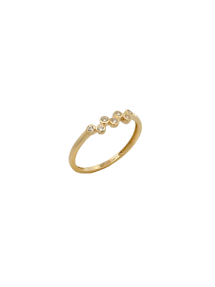 Anillo Zig Zag Con Zirconias Oro 10K