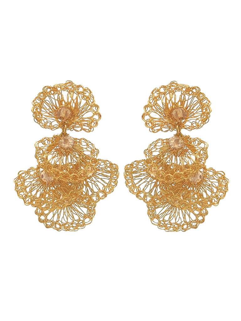 Par Arete Flor Con Piedra