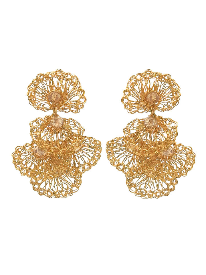 Par Arete Flor Con Piedra