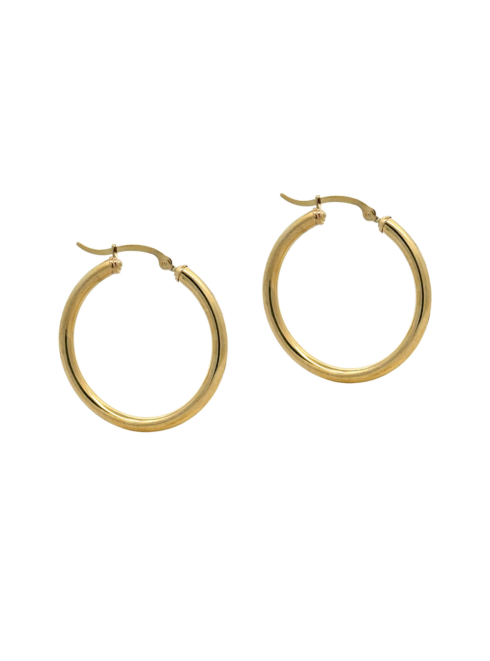 Par Arracada Delgada Dorada 26 mm Oro 10k