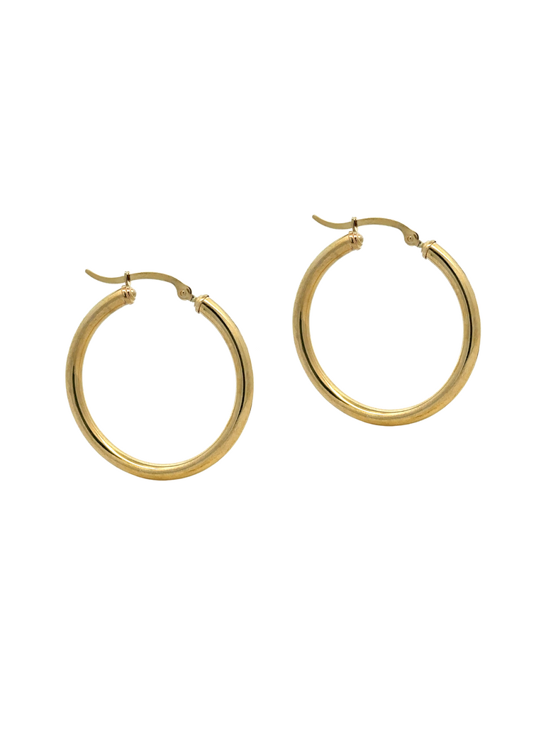 Par Arracada Delgada Dorada 26 mm Oro 10k