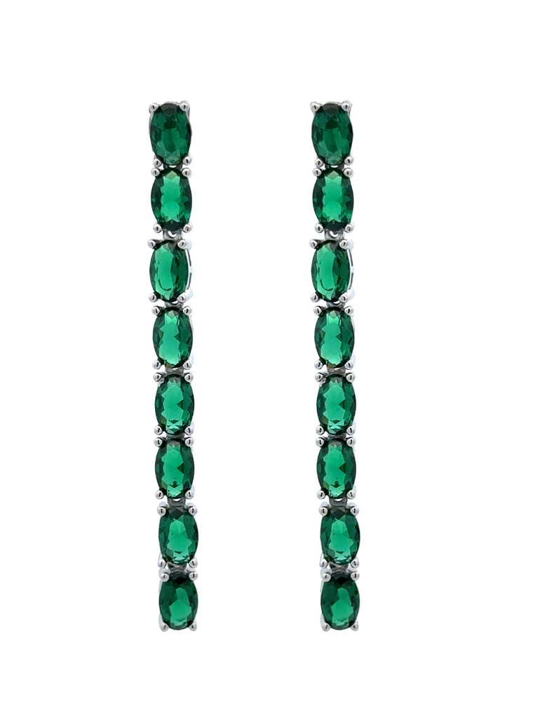 Par Arete Plateado Tira Zirconia