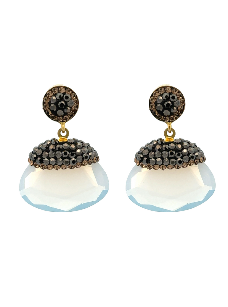 Par Arete Piedra Tornasol Ojo de Gato