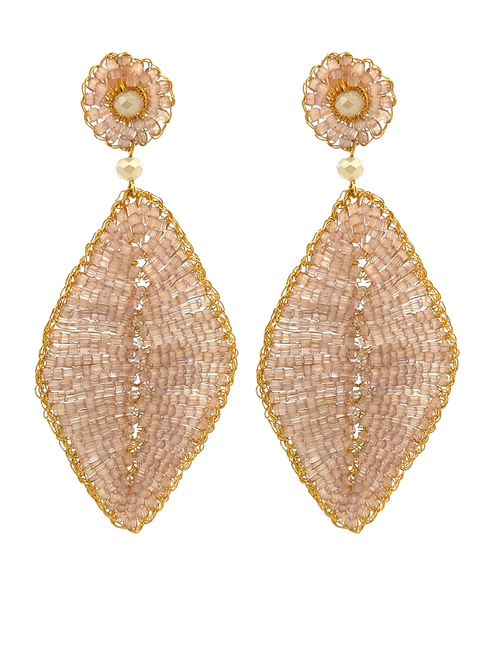 Par Aretes Hoja Rosa Dorada