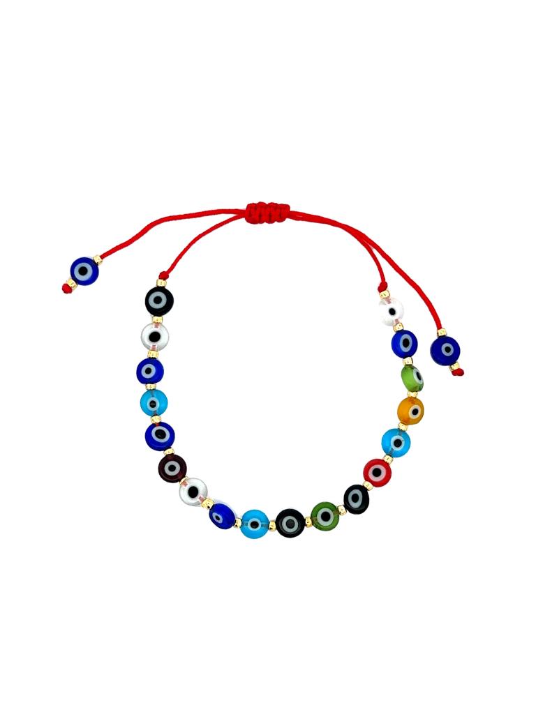 Pulsera Ojos Rainbow Con Hilo Rojo