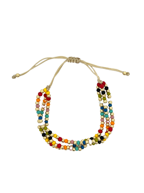 Pulsera Triple Piedras de Colores