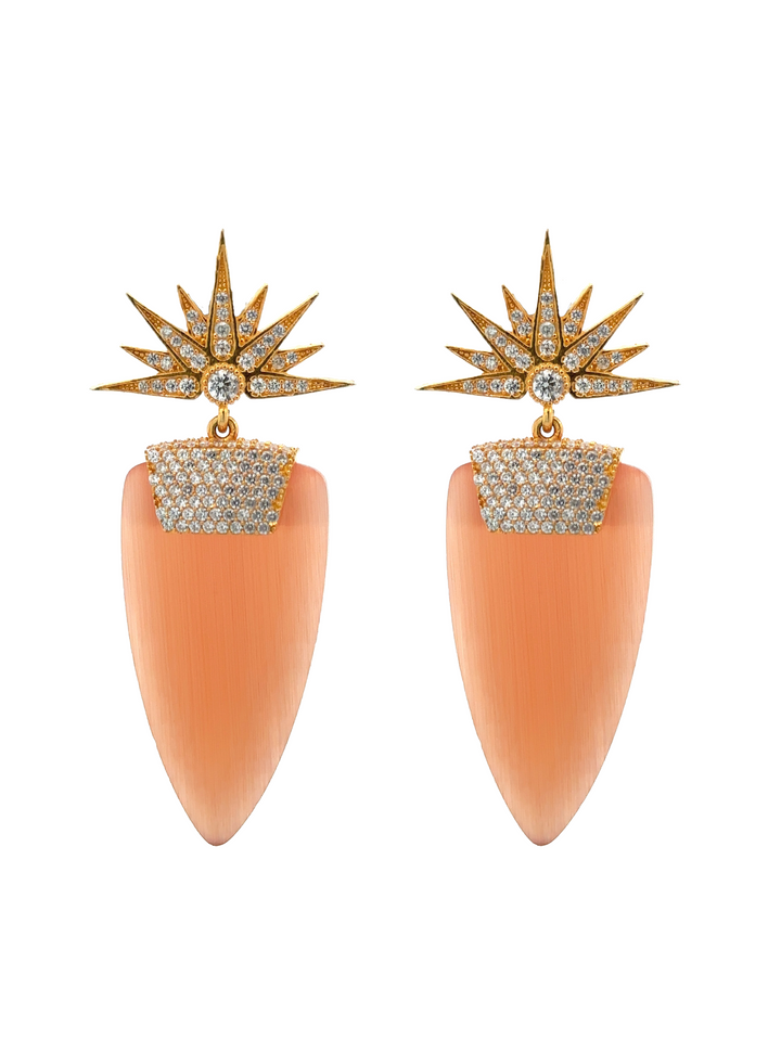 Par Aretes Ojo de Gato Naranja