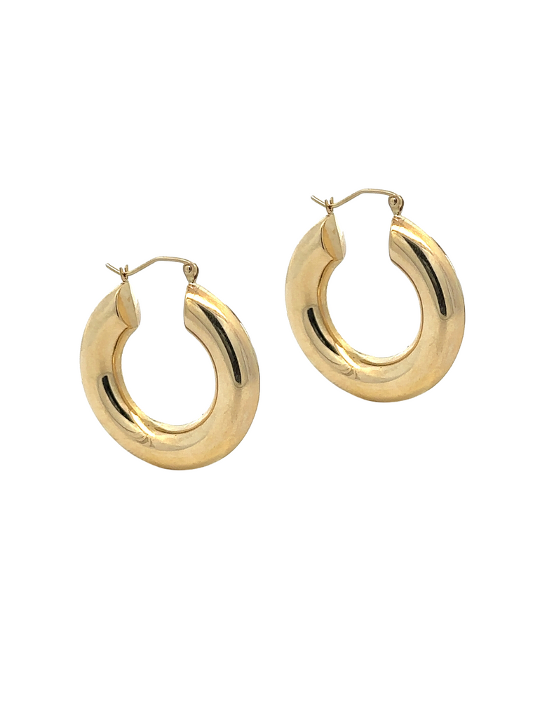 Par Arracada Gruesa Dorada 16 mm Oro 10k