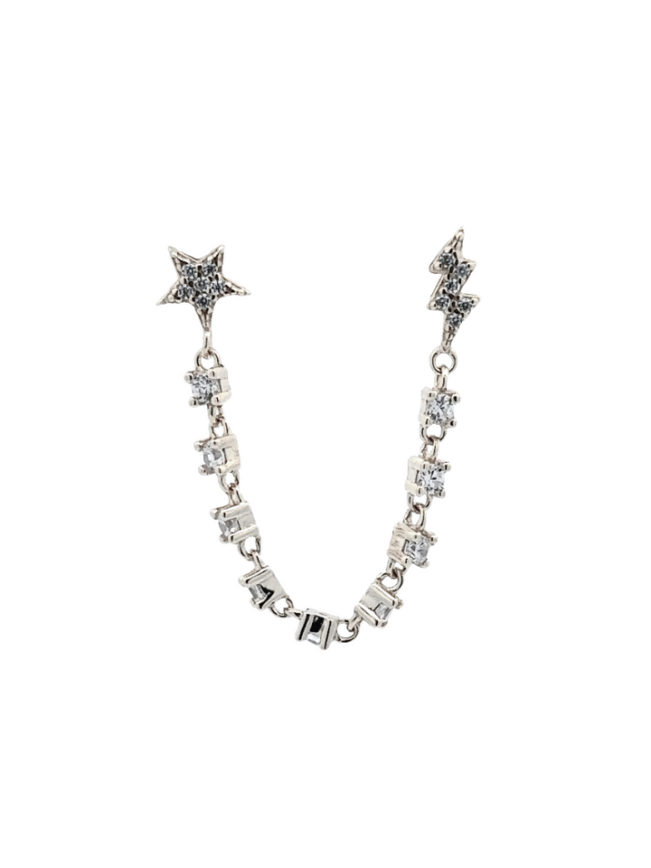 Arete Estrella y Rayo Con Cadena Zirconias