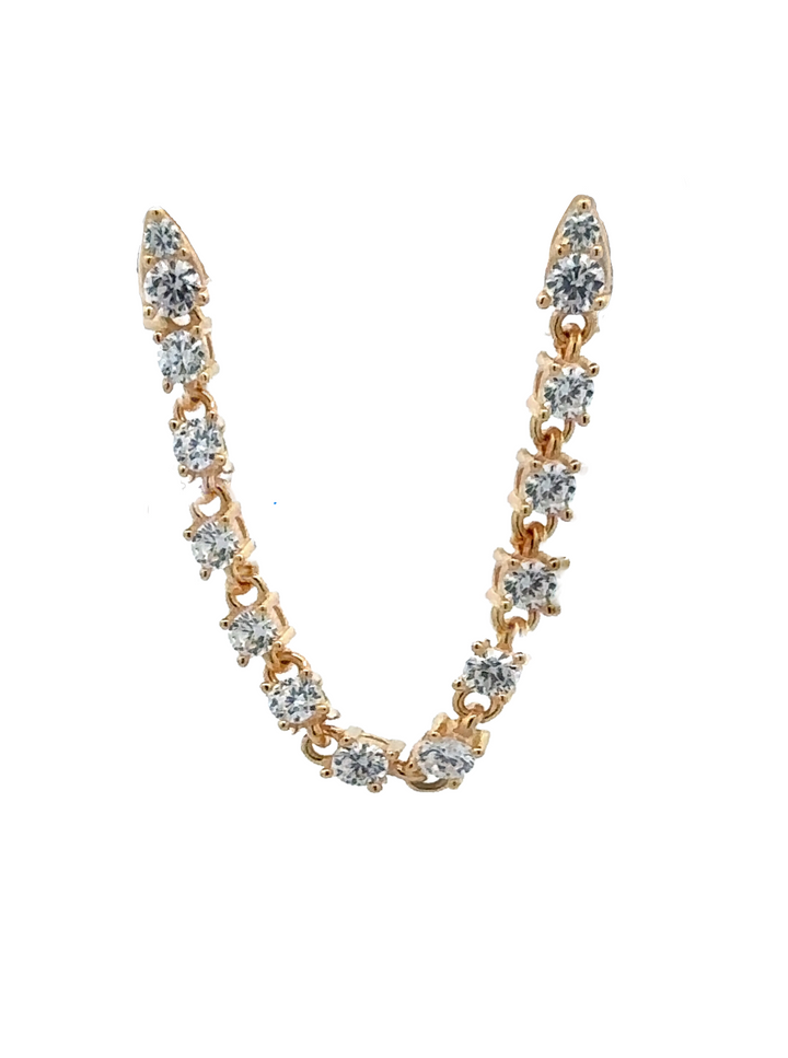 Arete Dorado Con Cadena Zirconias
