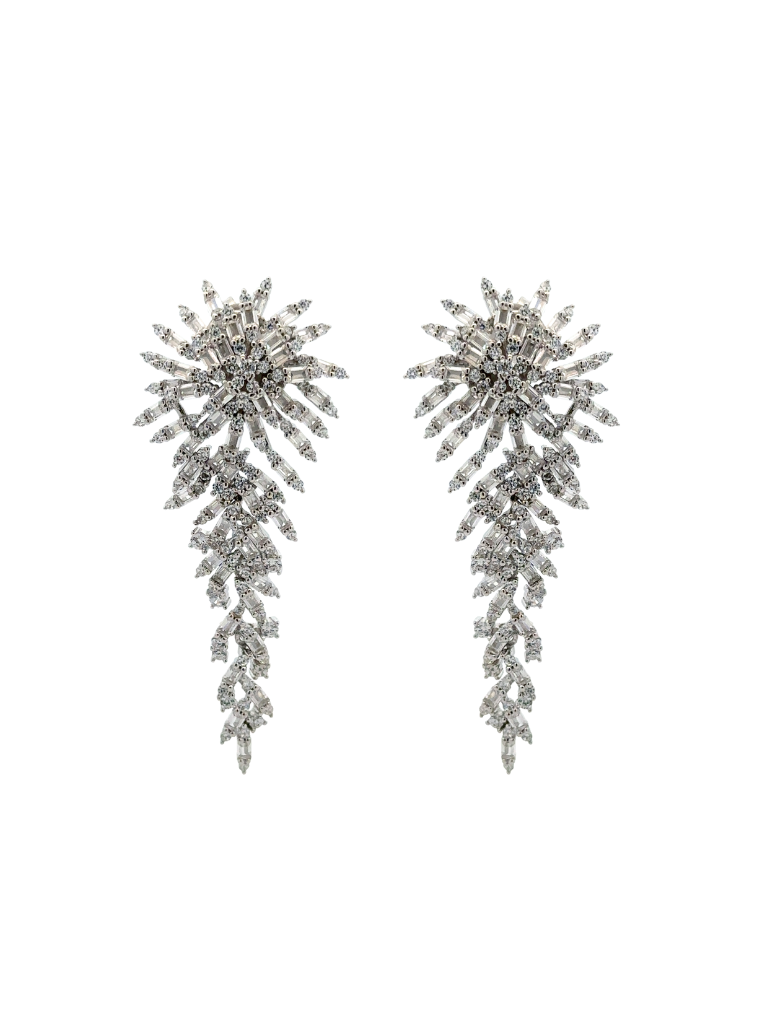 Par Arete Flor Larga Con Zirconias