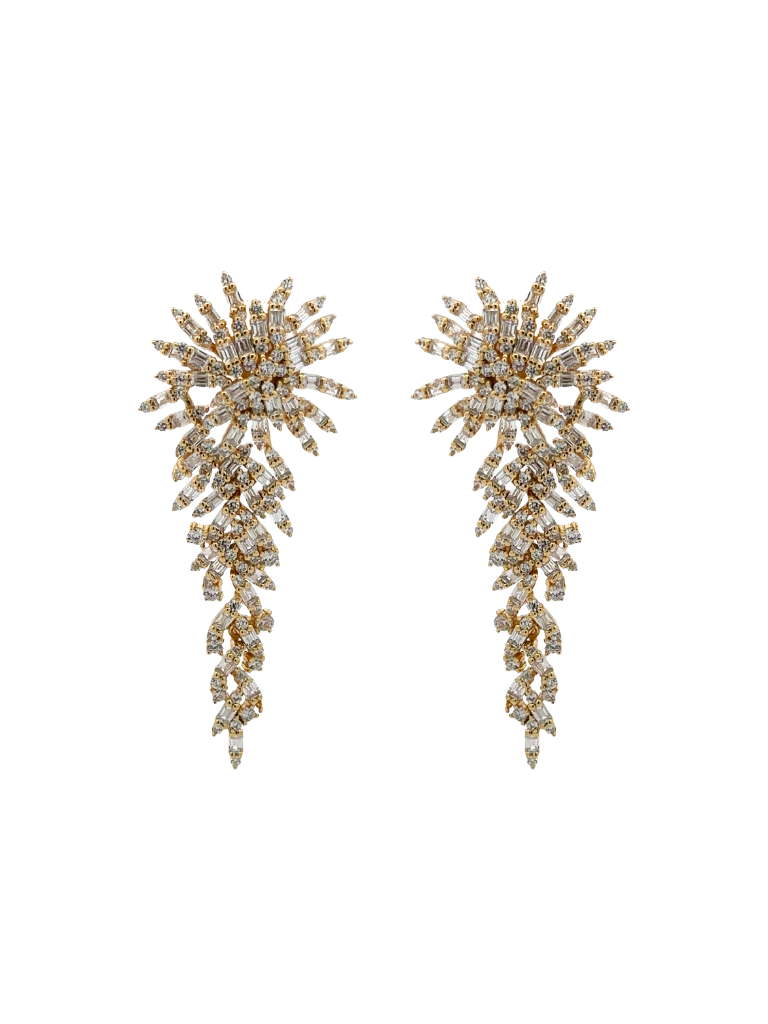 Par Arete Flor Larga Con Zirconias