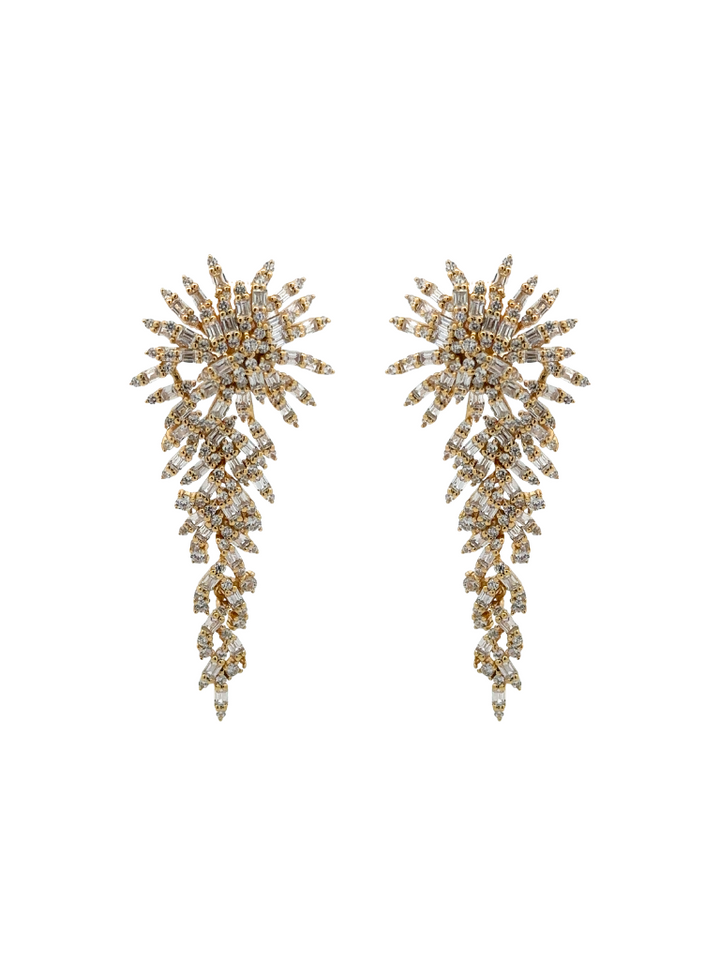 Par Arete Flor Larga Con Zirconias