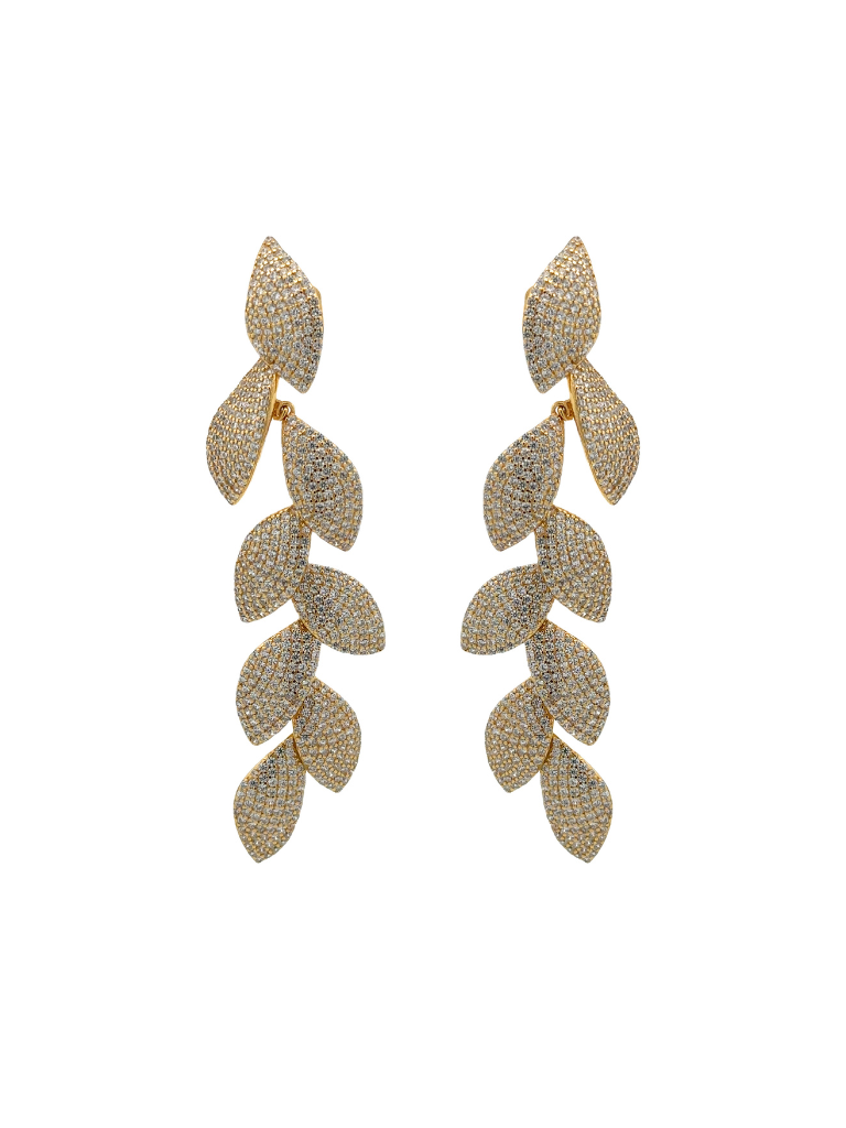 Par Arete Hoja Con Zirconia