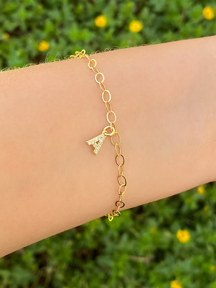 Pulsera Eslabon Circular Con Inicial