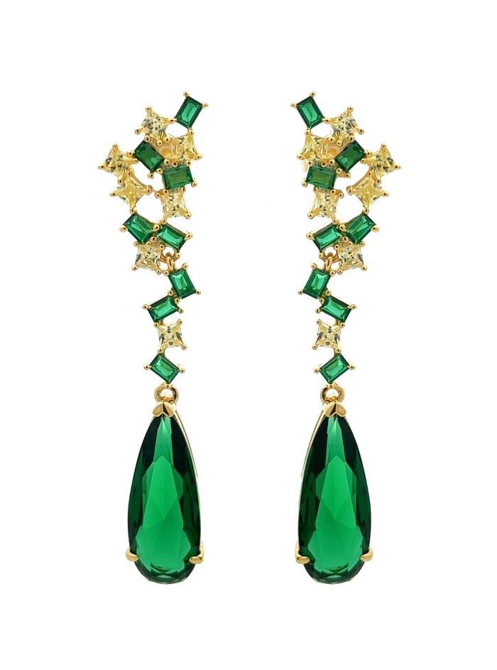 Par Arete Zirconias Con Piedra Verde