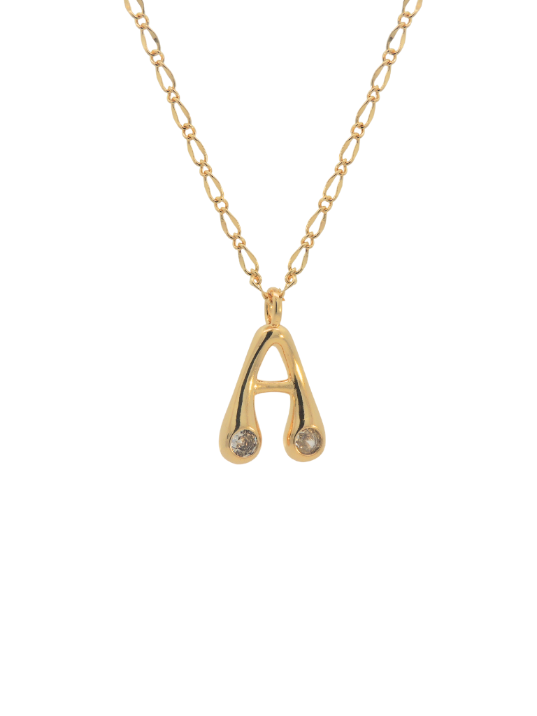 Collar Con Inicial A Con Dos Zirconias