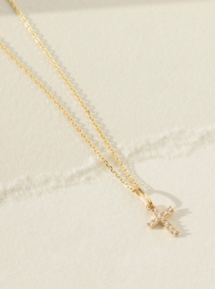 Collar Dorado Dije Cruz Oro 14K