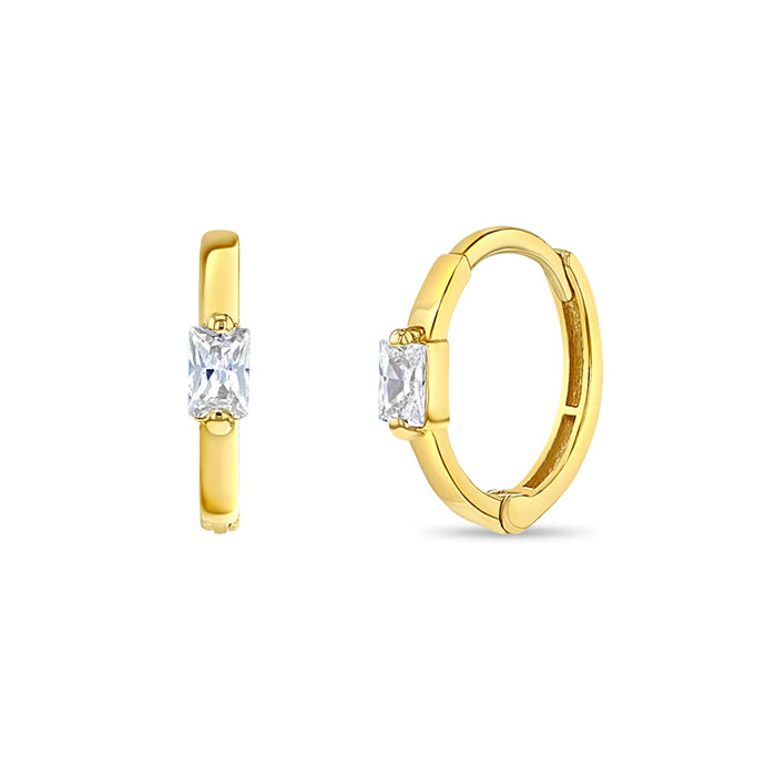 Arracada Baguette Zirconia Oro 14K