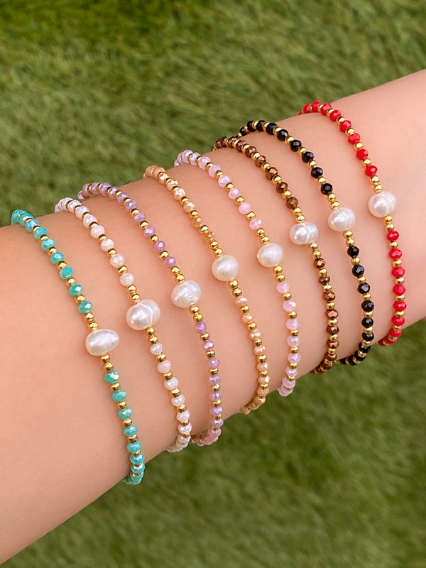 Pulsera Piedras de Colores con Perla