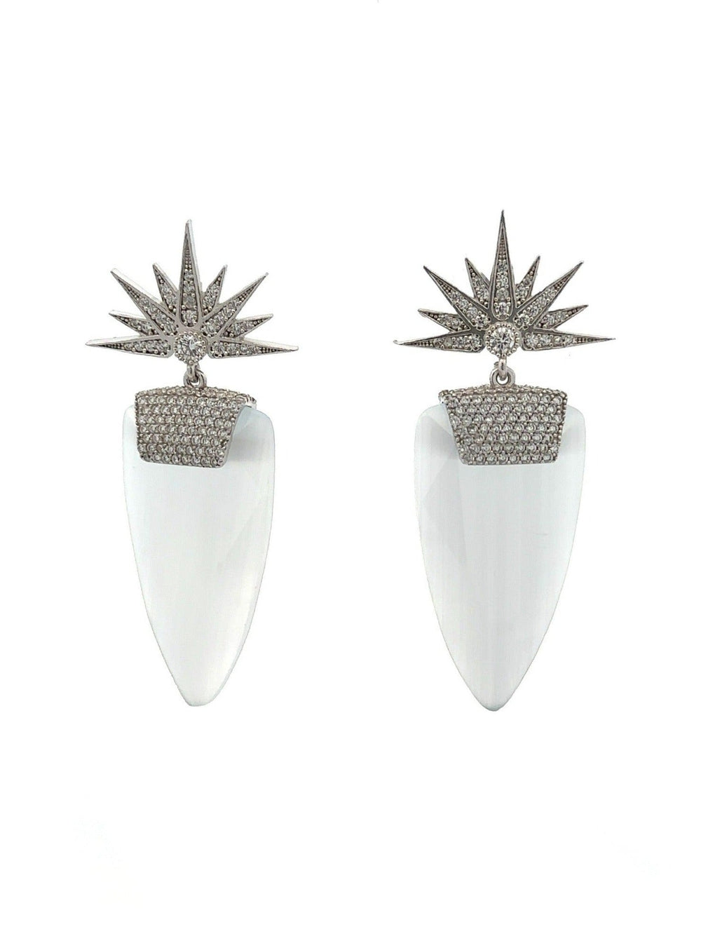 Par Aretes Ojo de Gato Blanco