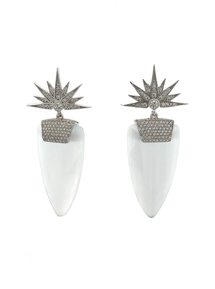 Par Aretes Ojo de Gato Blanco