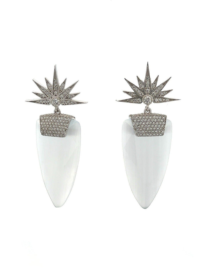 Par Aretes Ojo de Gato Blanco