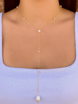Collar Dorado Tira de Perlas