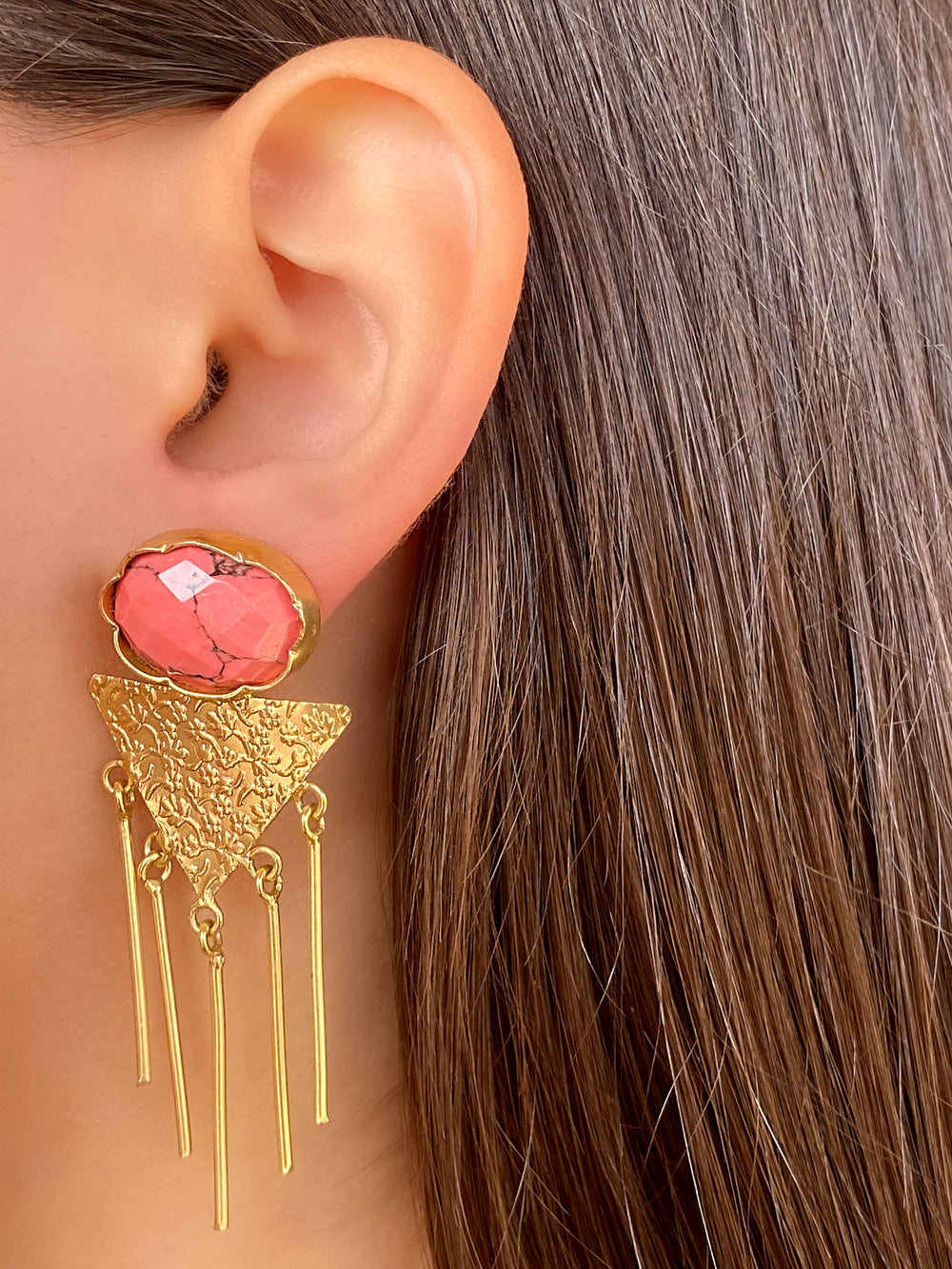 COLECCION INDIA PAR ROSA TRIANGULO DORADO