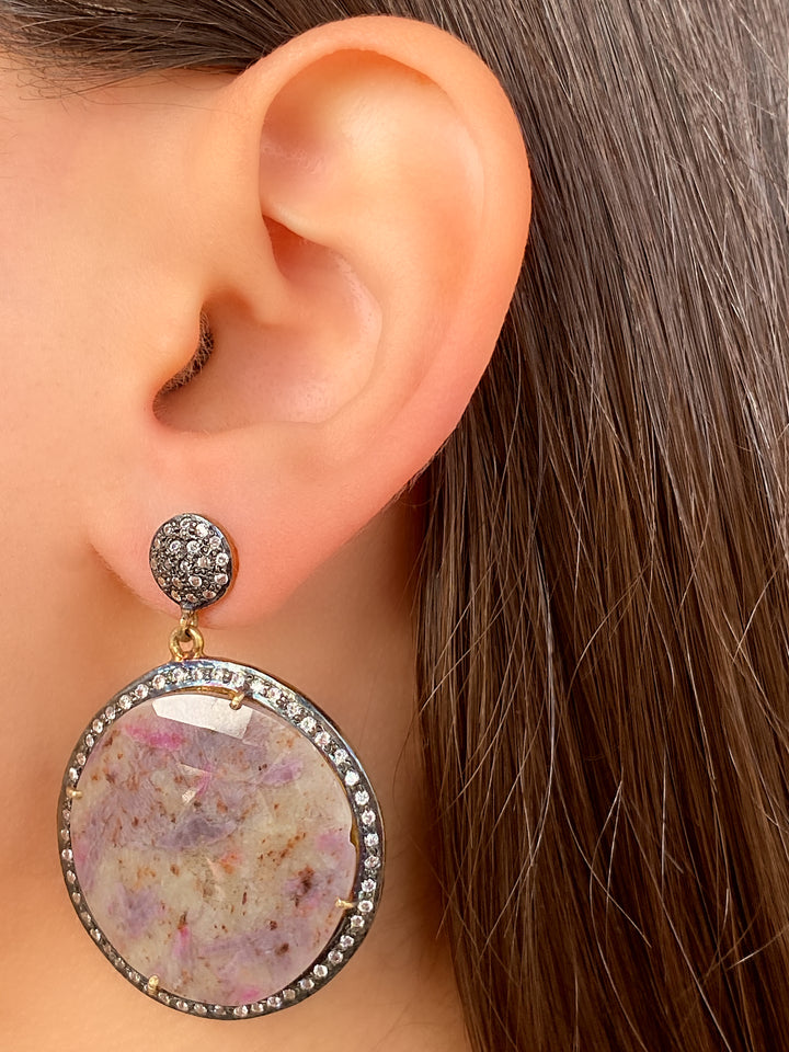 COLECCION INDIA PAR PIEDRA GRIS/MORADO  PLATEADA