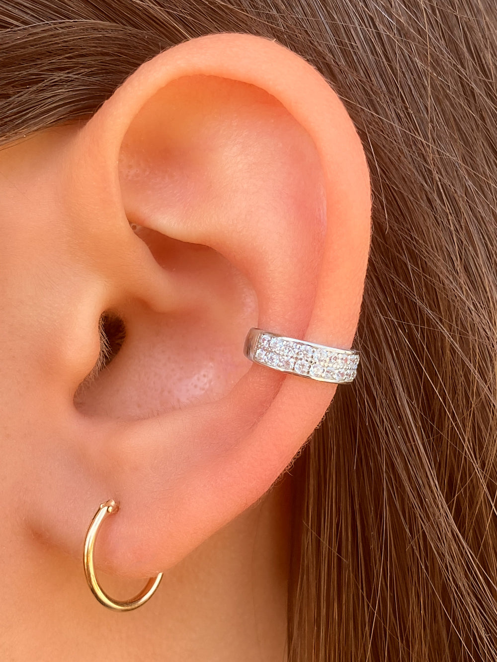 Ear Cuff Doble L√≠nea Zirconias