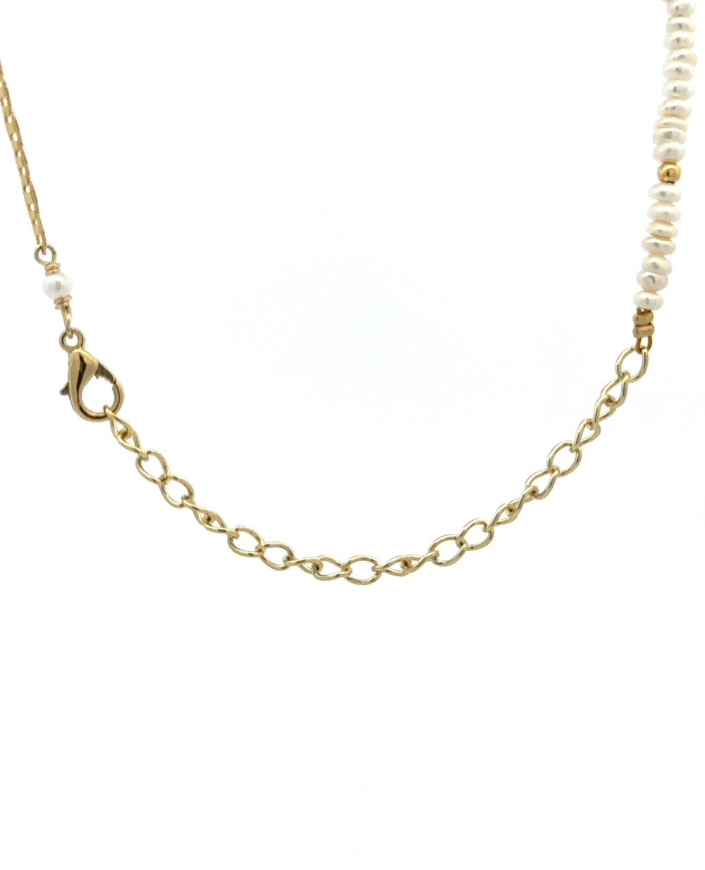 Choker Mitad Perlas y Mitad Cadena Planchada