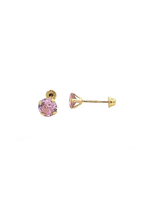 Broquel Zirconia Rosa Oro 10k