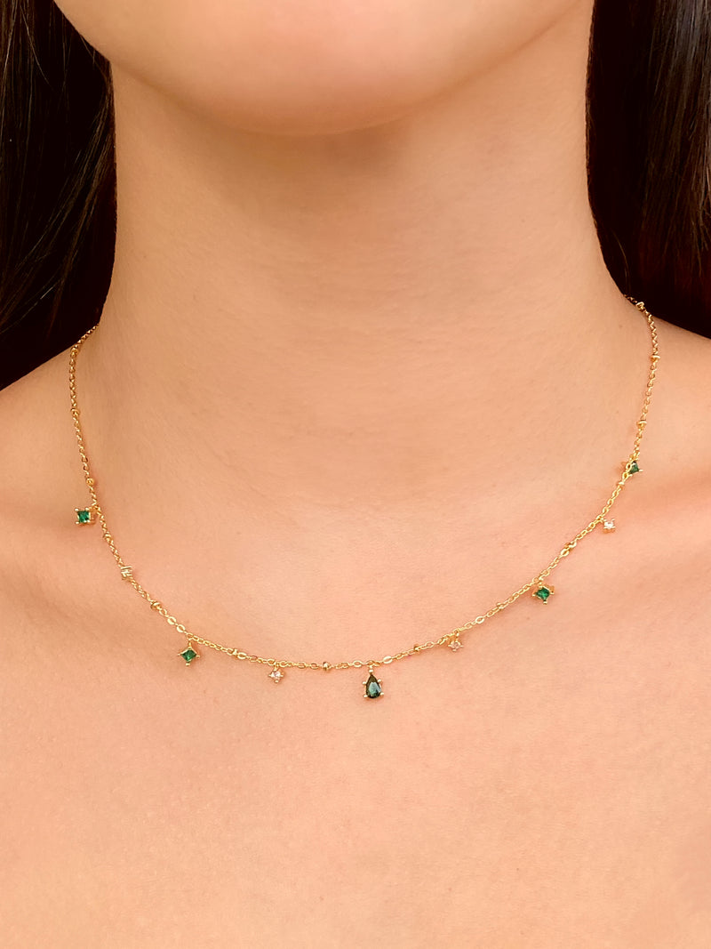 Collar Dorado Zirconias Verdes