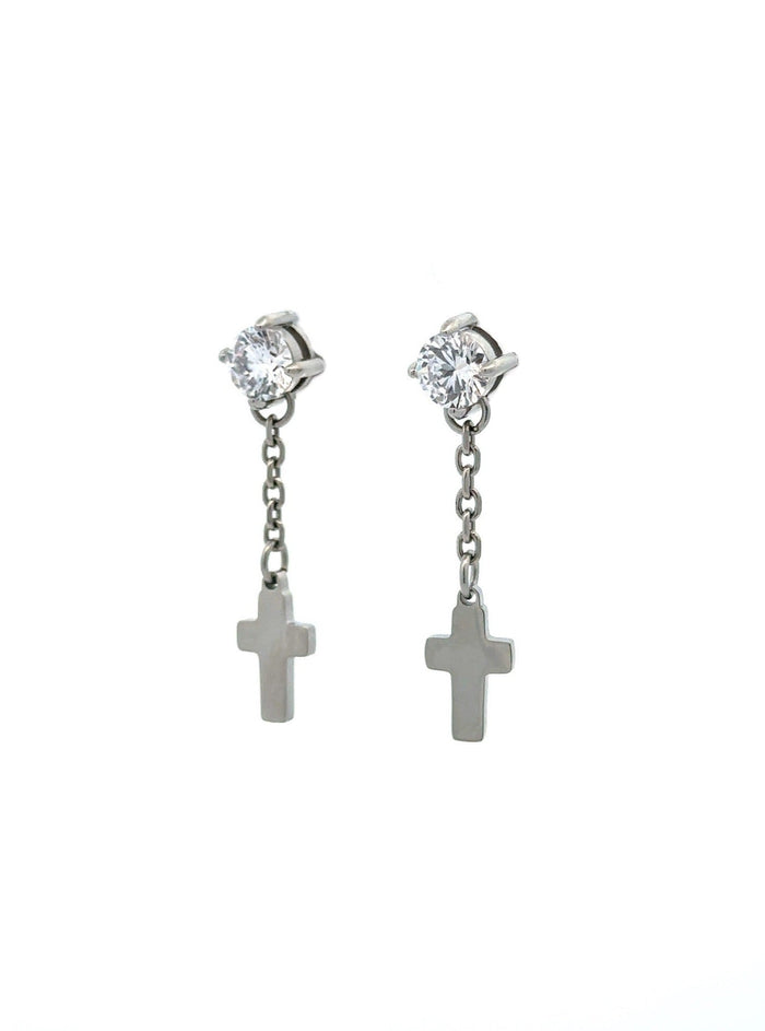 Par Aretes Zirconia y Cruz