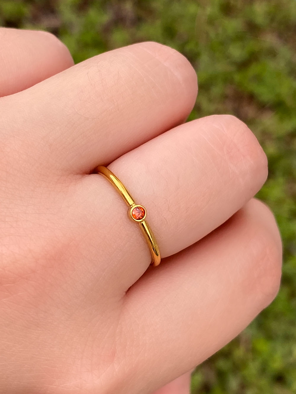 Anillo Zirconia Birthstone Granate Enero