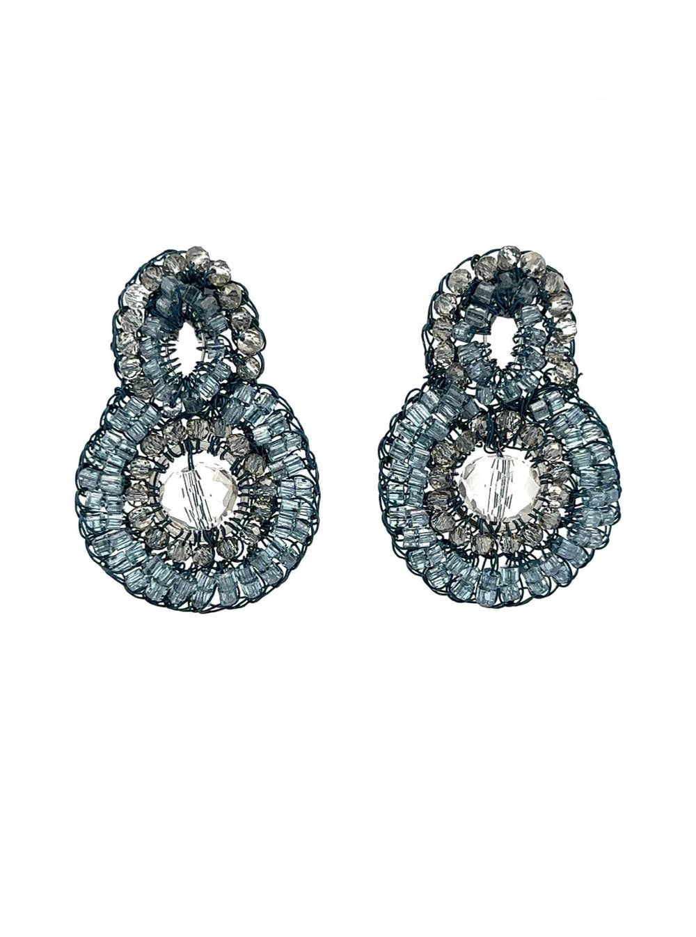 Par Aretes Círculos Azules Con Piedra