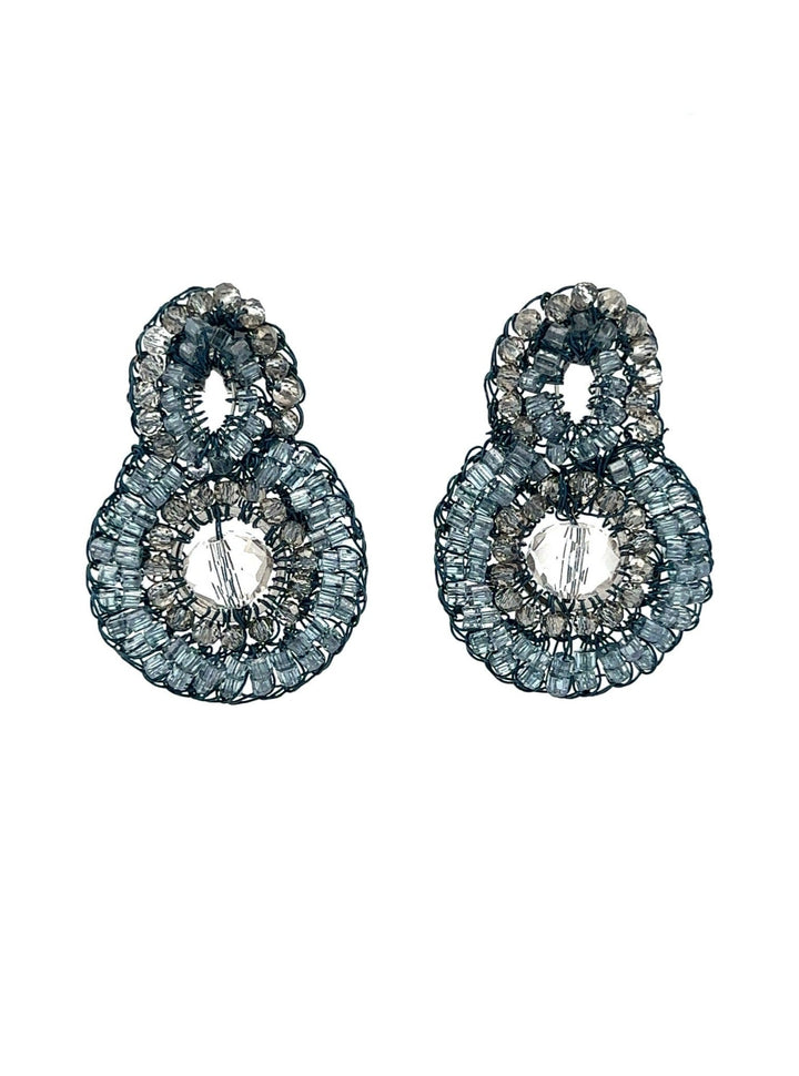 Par Aretes Círculos Azules Con Piedra