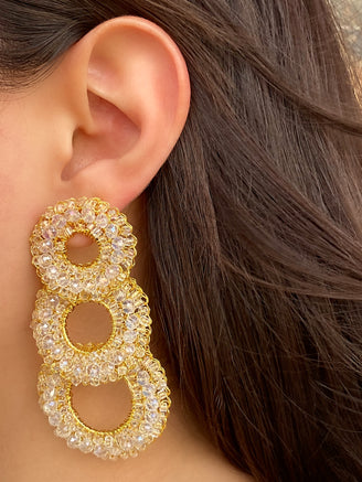 Par Aretes Triple Circulo Dorado