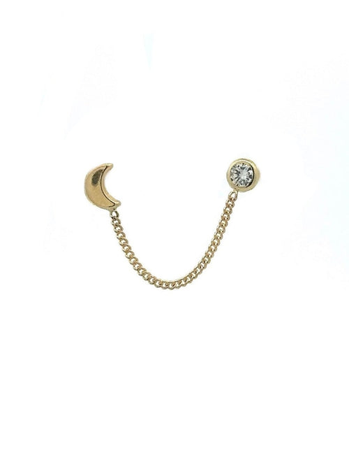 Broquel Cadena Luna y Zirconia Oro 10k