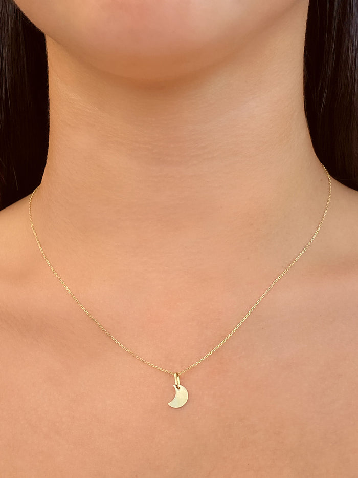 Collar Luna Liso Oro 14k