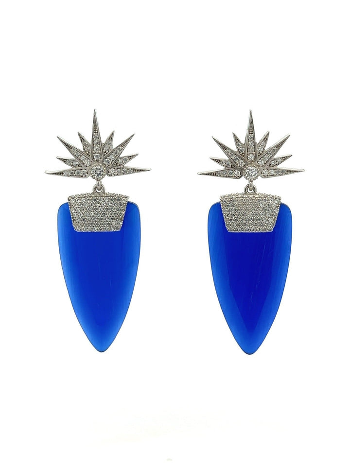 Par Aretes Ojo de Gato Azul