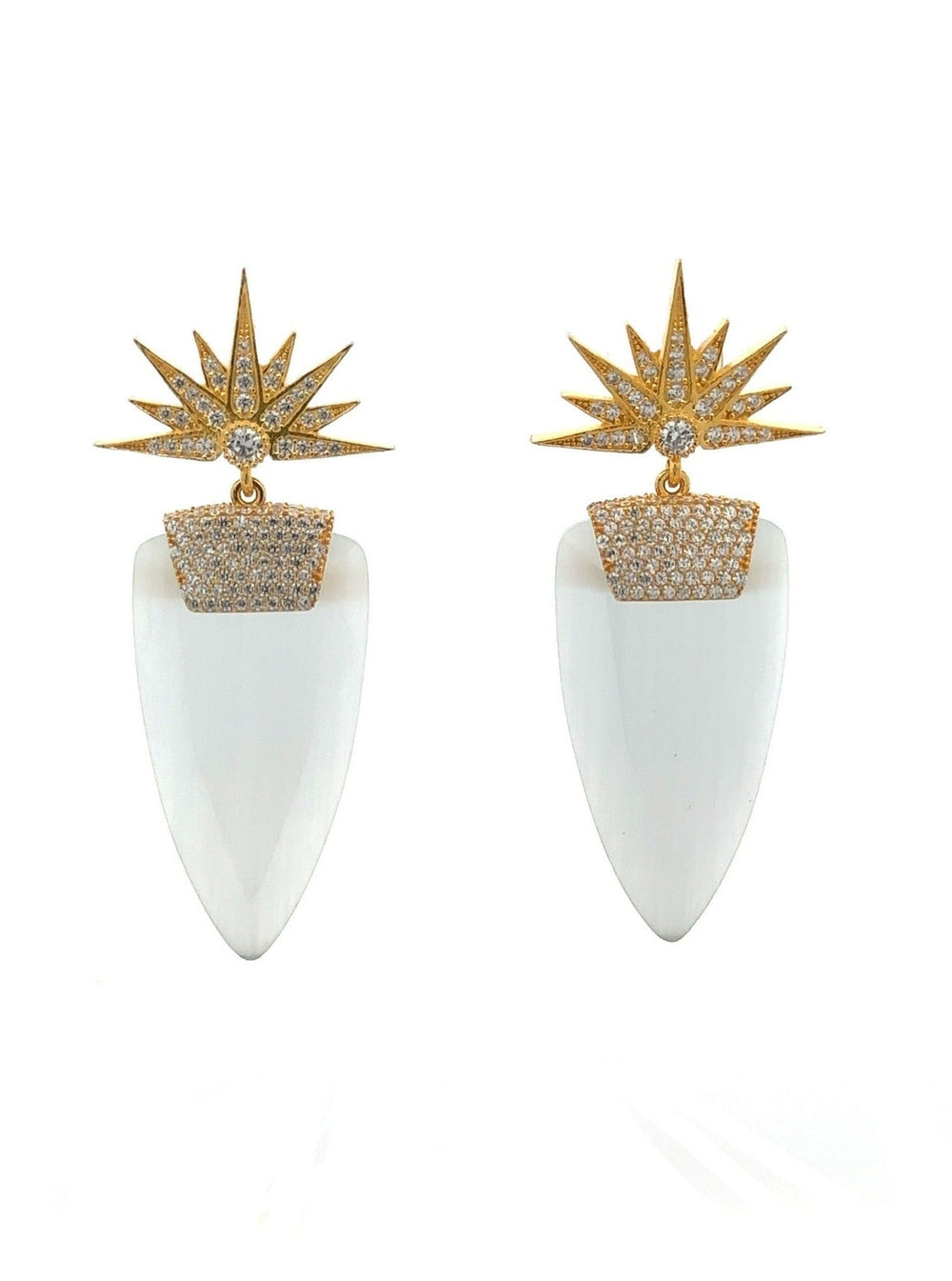 Par Aretes Ojo de Gato Blanco