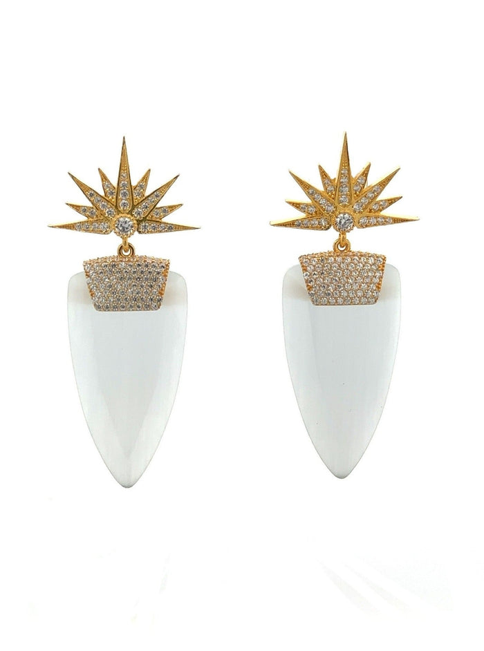 Par Aretes Ojo de Gato Blanco