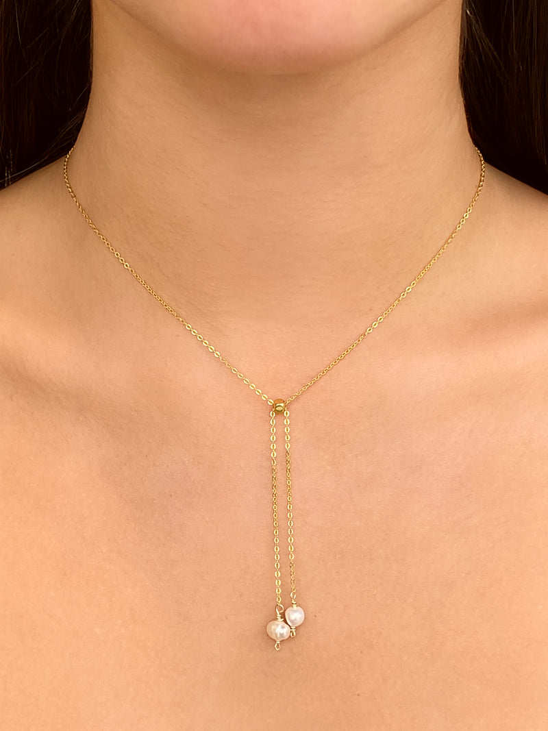 Collar Corbatin con Dos Perlas