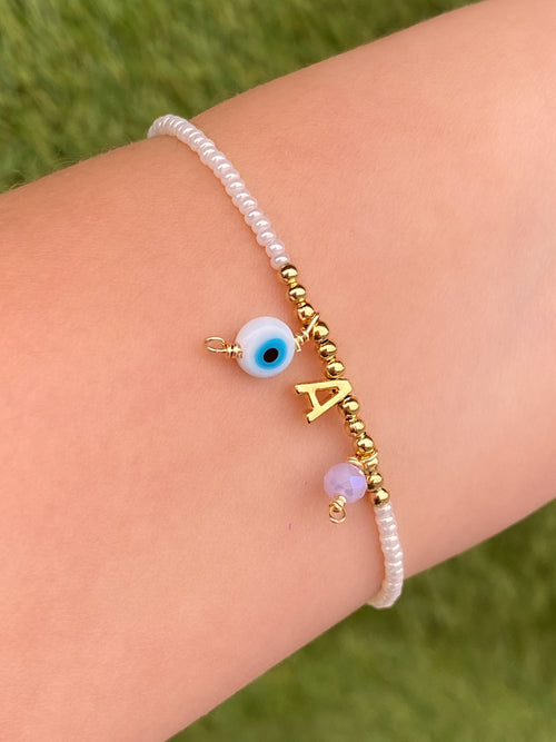 Pulsera Inicial, Ojo y Piedra