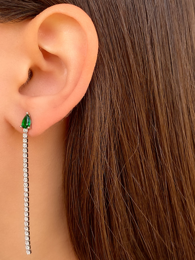 Par Aretes Gota Verde con Tira