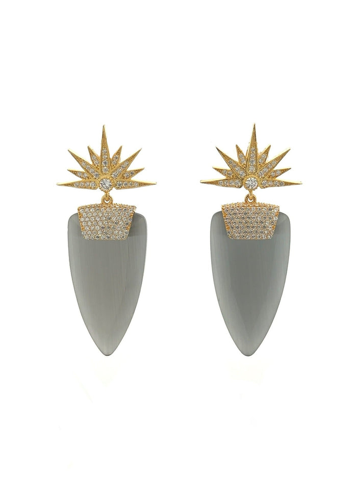 Par Aretes Ojo de Gato Gris