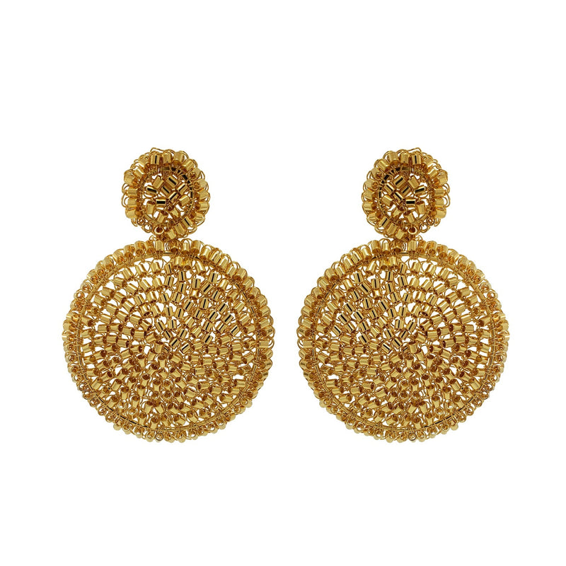 Par Arete Doble Circulo Dorado